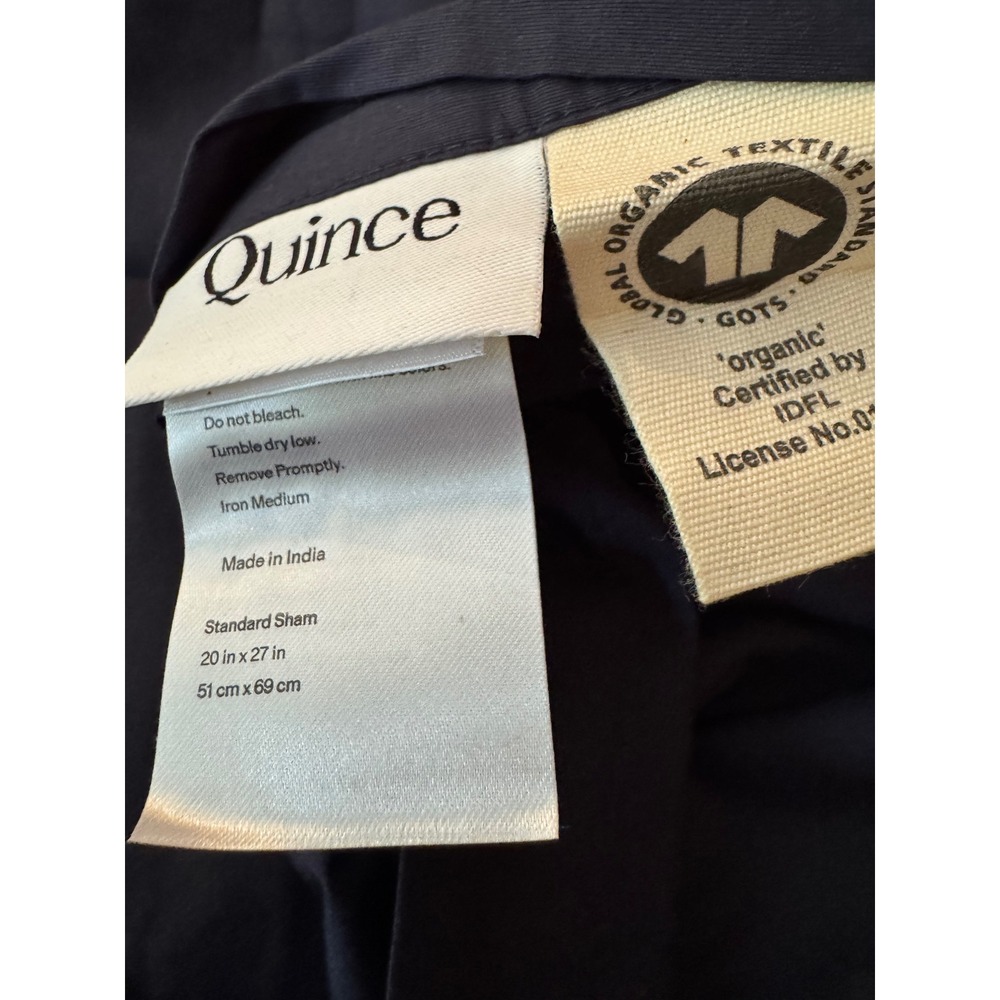 Quince Organic Cotton Percale Duvet Cover Set Full/Queen Navy - Picture 6 of 10